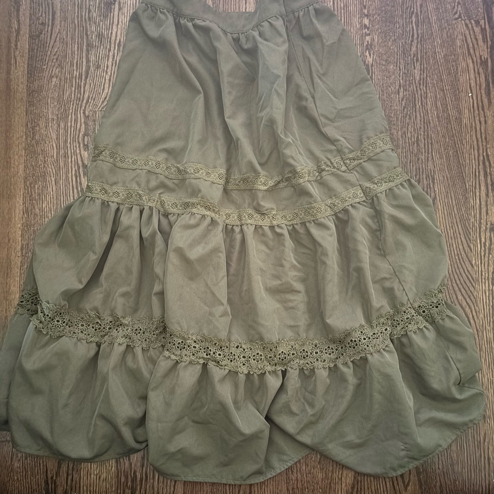 Elegant Olive Green Tiered Skirt